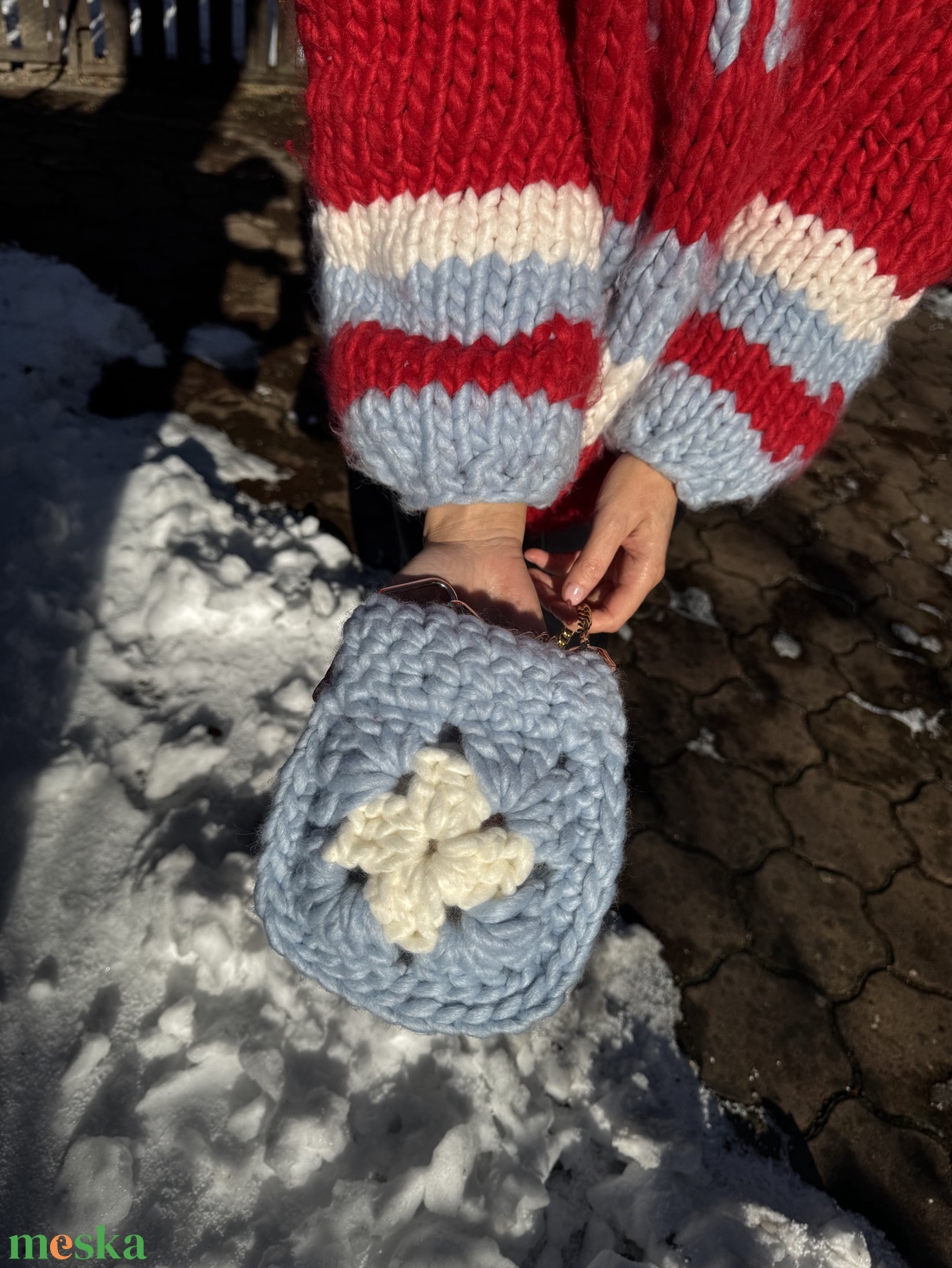 Granny Square horgolt táska - táska & tok - kézitáska & válltáska - kézitáska - Meska.hu