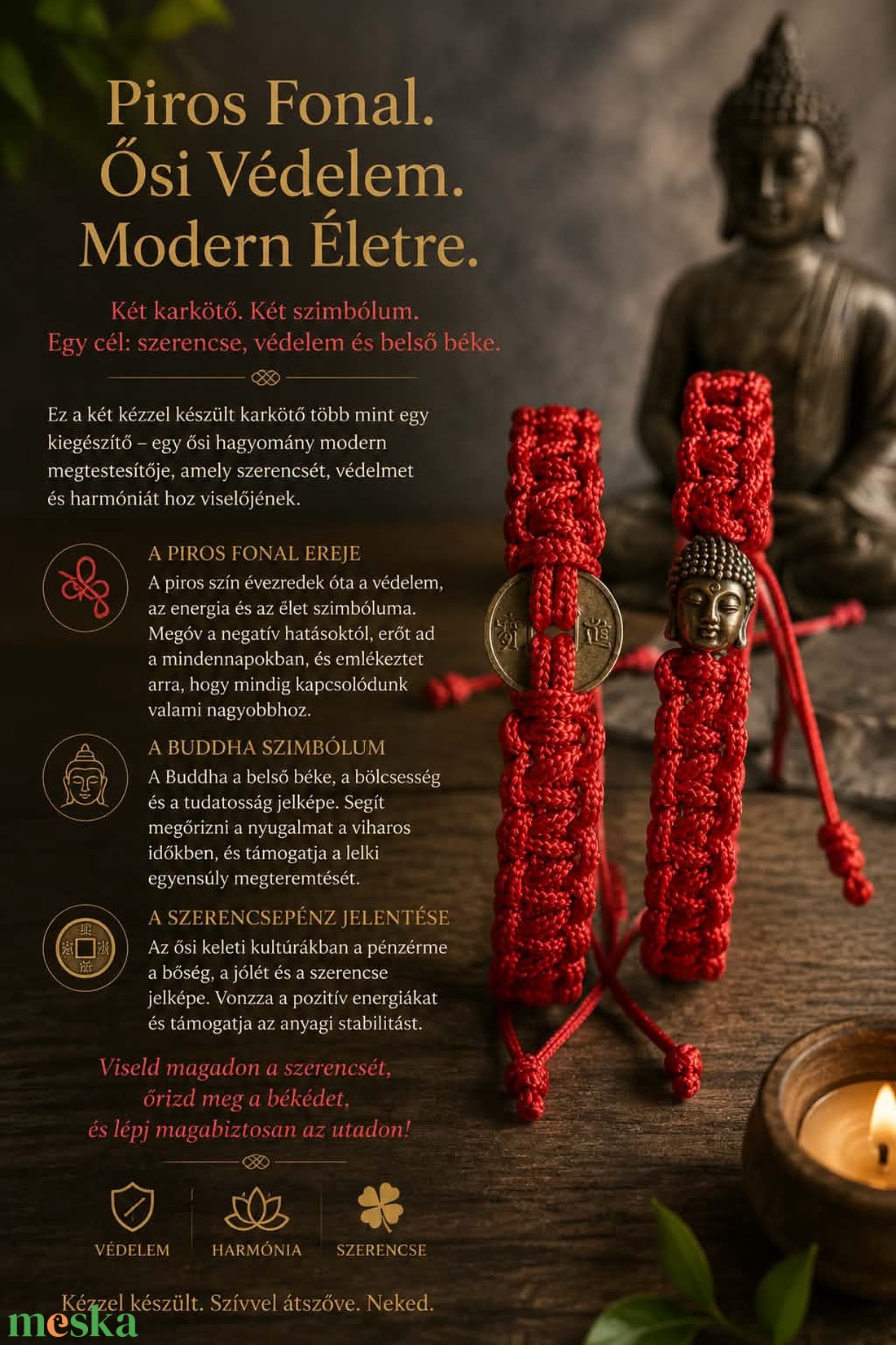 Védelmező Buddha karkötő - ékszer - karkötő - fonott karkötő - Meska.hu