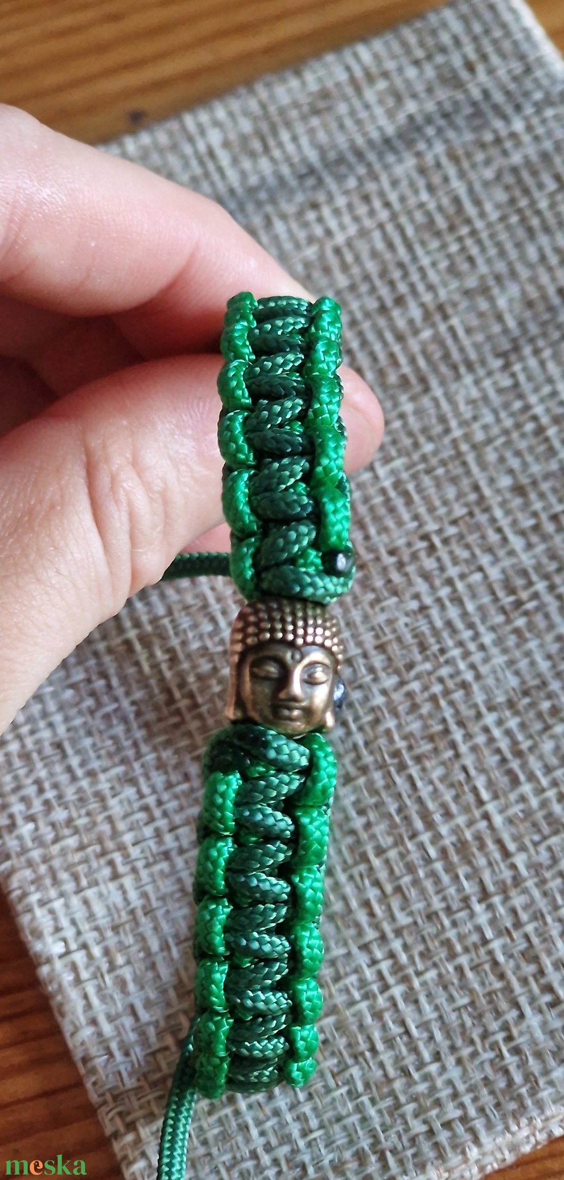 Zöld Buddha és feng shui szerencse - ékszer - karkötő - fonott karkötő - Meska.hu
