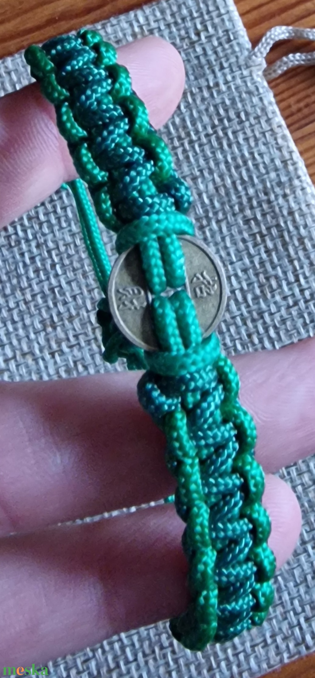 Zöld Buddha és feng shui szerencse - ékszer - karkötő - fonott karkötő - Meska.hu
