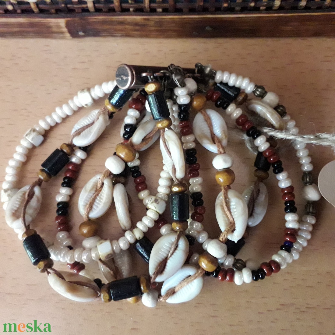 Kagylós óriás karkötő S - ékszer - karkötő - gyöngyös karkötő - Meska.hu