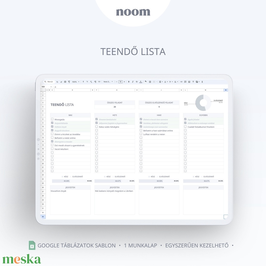 Teendő Követő, Feladat követő Google Táblázatok Sablon, Letölthető Digitális követő és tervező - diy (csináld magad) - szabásminta, útmutató - Meska.hu