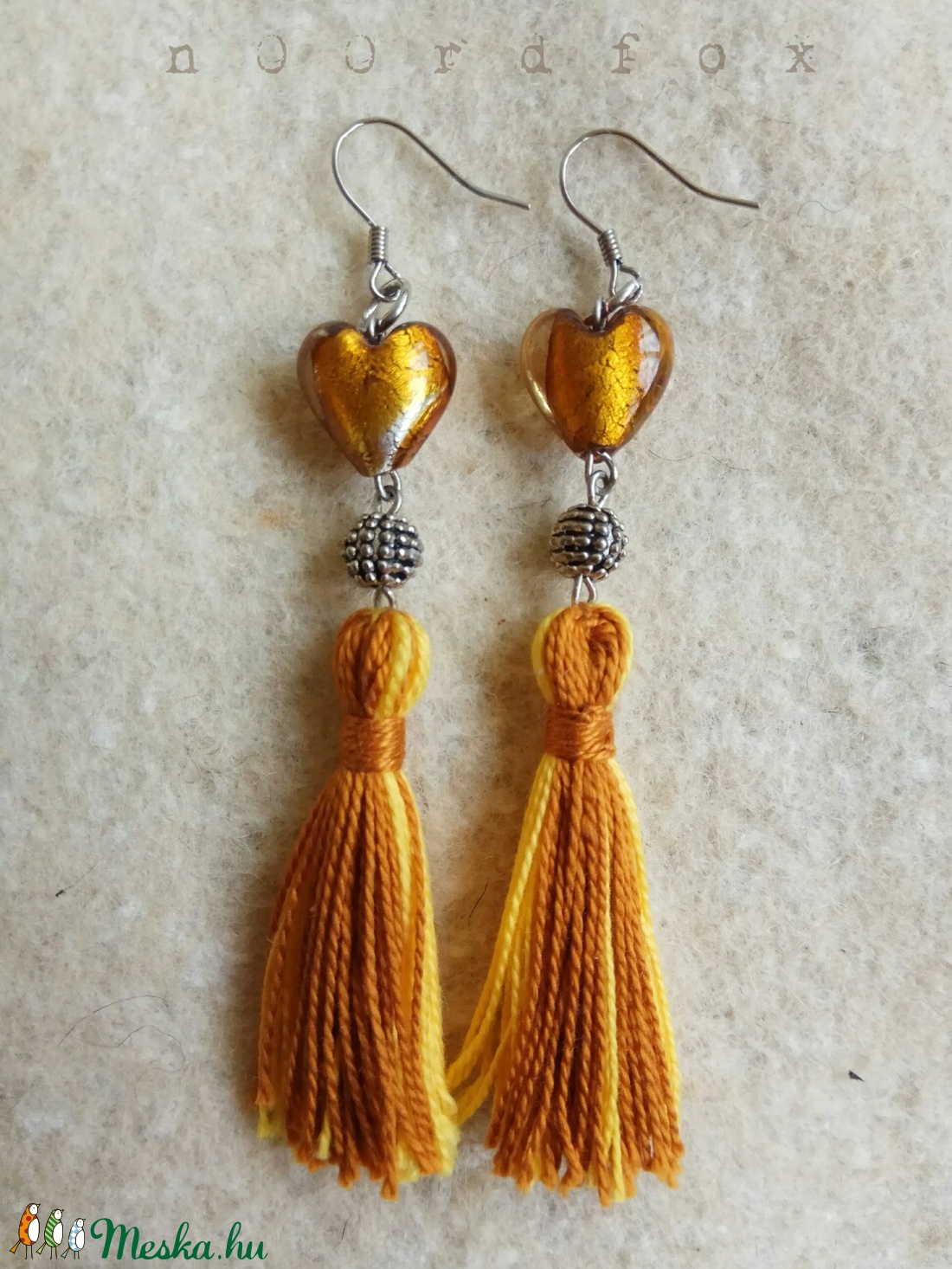 Sárga szíves fülbevaló -  - Meska.hu