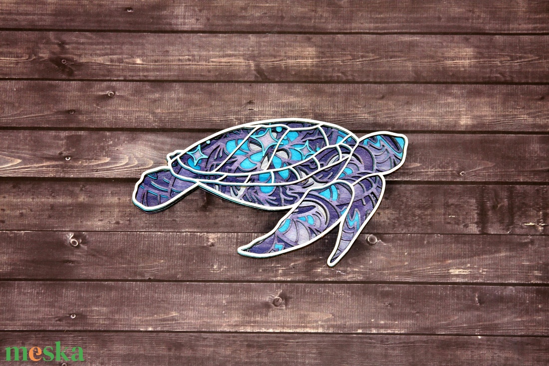 Teknős 3d falidísz, rétegelt falikép - otthon & életmód - dekoráció - fali és függő dekoráció - falra akasztható dekor - Meska.hu