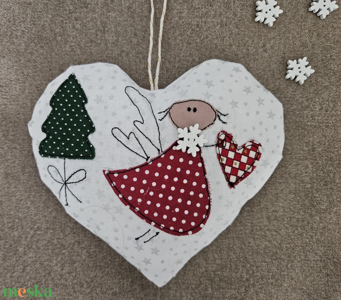 Angyalkás téli ajtódísz - karácsony - karácsonyi lakásdekoráció - karácsonyi ajtódíszek - Meska.hu