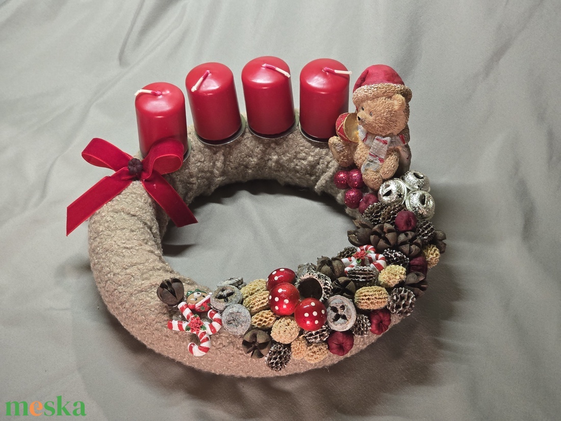 Teddy Macis Kézműves Kollekció: Plüss Adventi Koszorú És Ajtódísz - karácsony - adventi díszek - adventi asztaldísz - Meska.hu