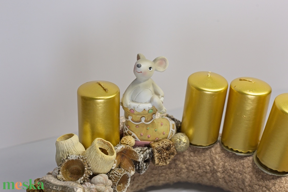 Kézzel Készített Exkluzív Adventi Koszorú - Arany-Ezüst Egér Figurával -  - Meska.hu