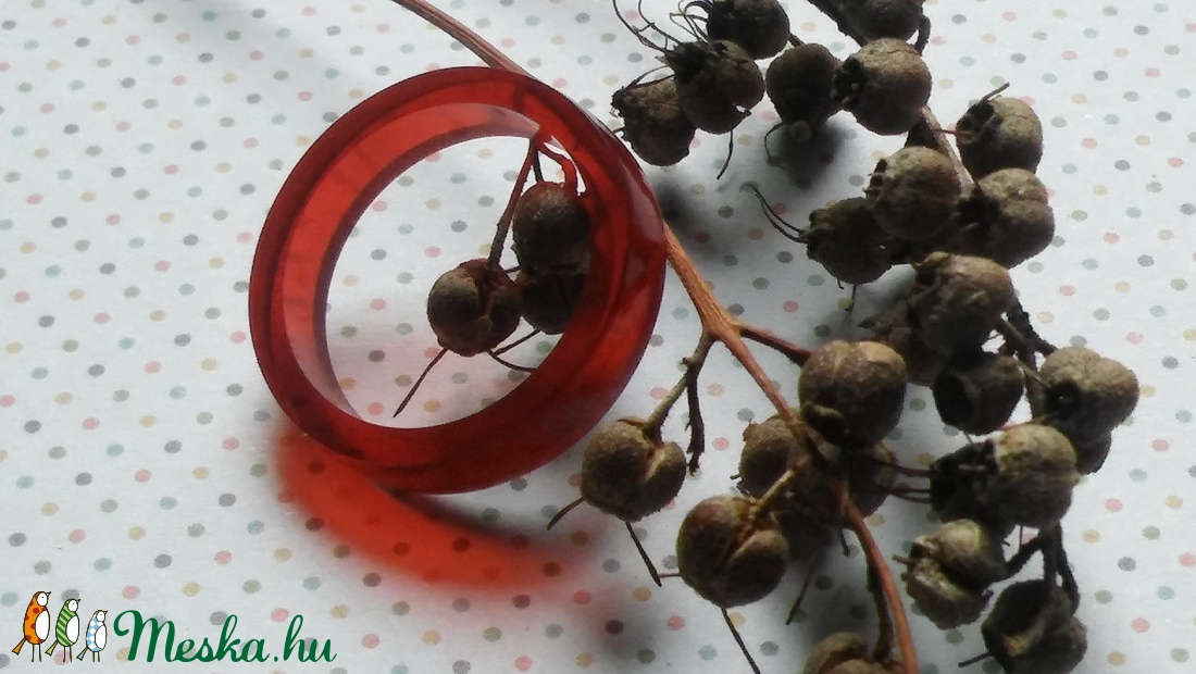 Vörös álom gyűrű gyantából -  - Meska.hu