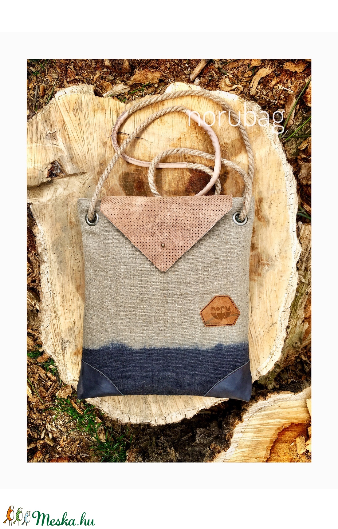 Kézzel festett női lenvászon válltáska -  - Meska.hu