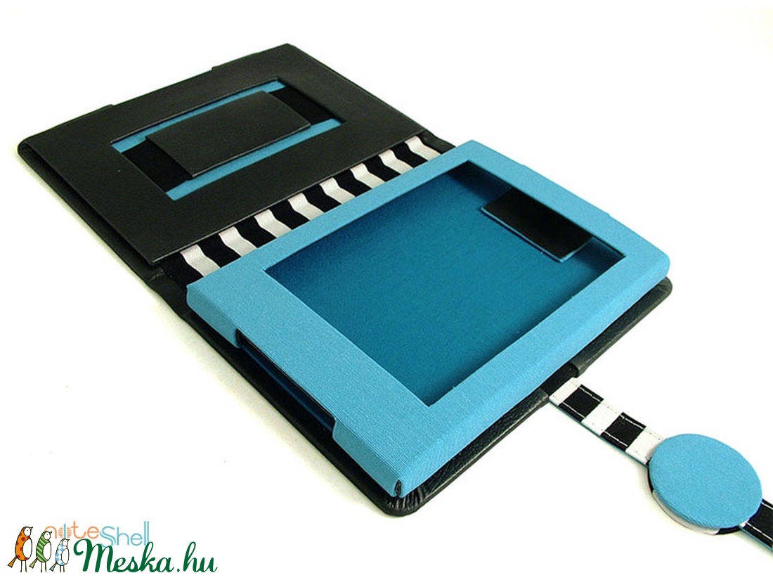 01-E-KÖNYV olvasó tok-KINDLE-fekete-kék -  - Meska.hu