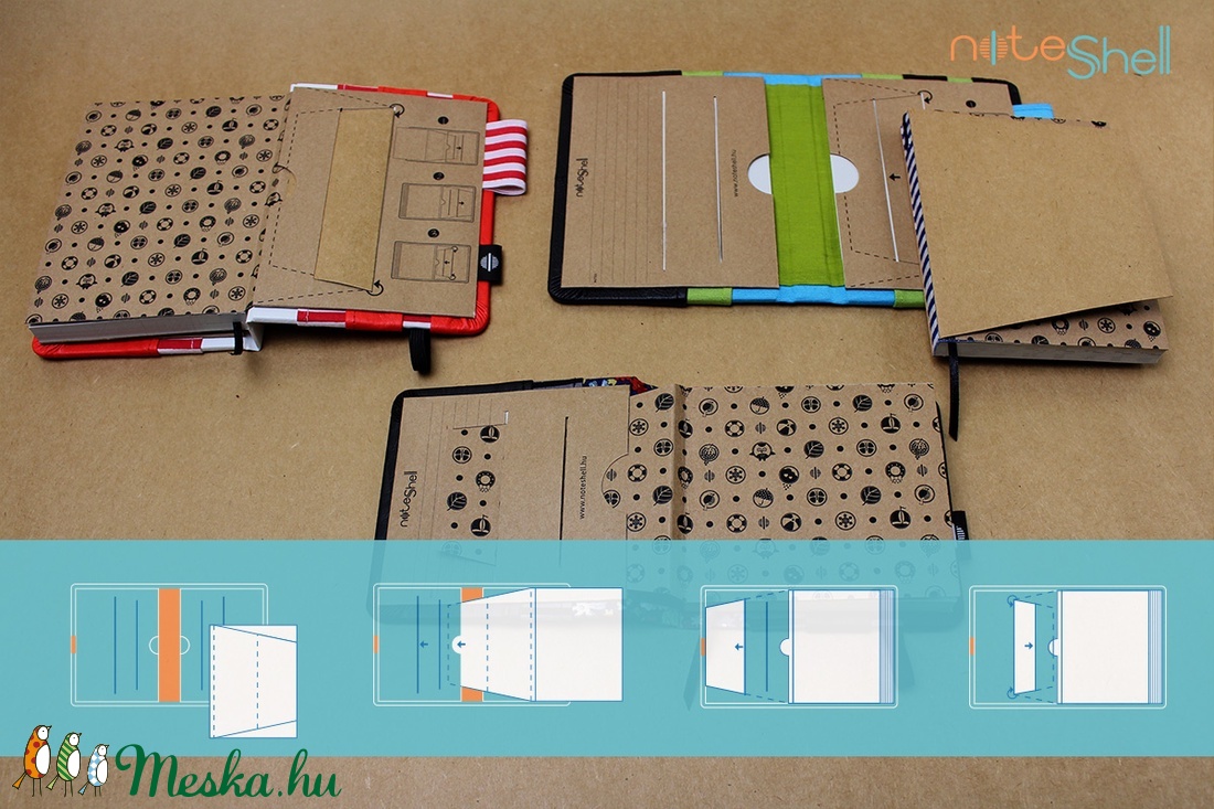 M-es notesz/határidőnapló BORÍTÓ - lila-virágmintás -  - Meska.hu