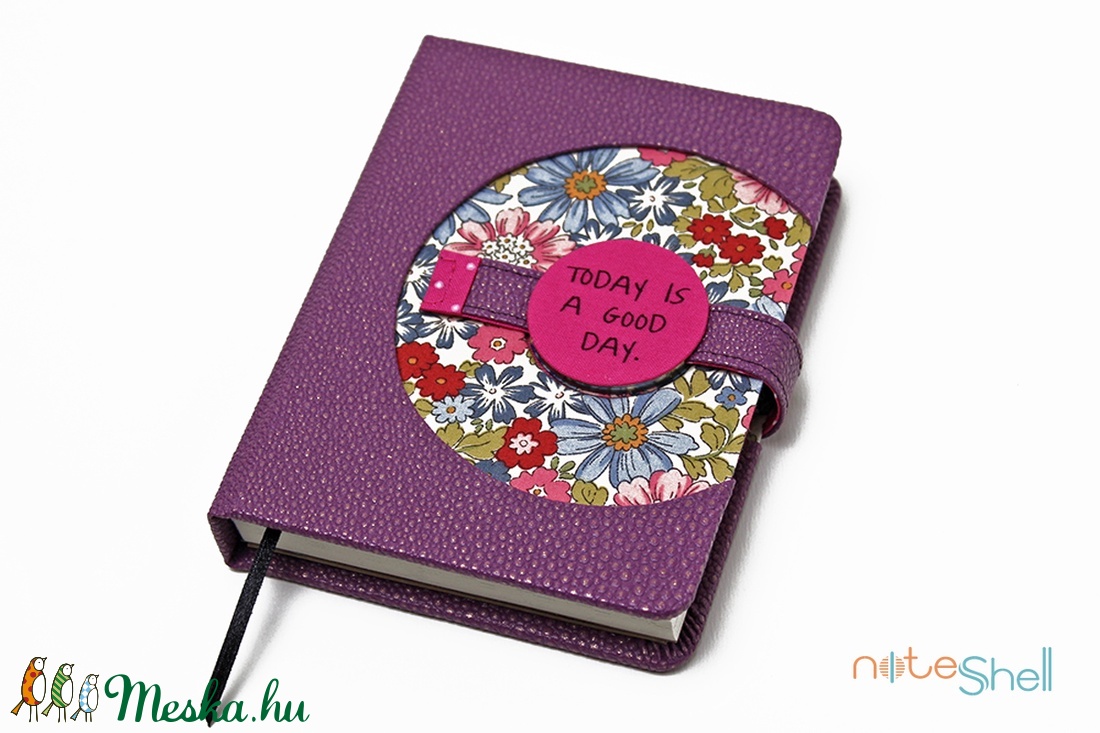 M-es notesz/határidőnapló BORÍTÓ - lila-virágmintás -  - Meska.hu