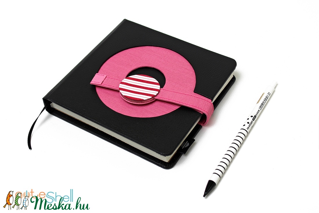 -20% L-es notesz / határidőnapló - fekete-pink -  - Meska.hu