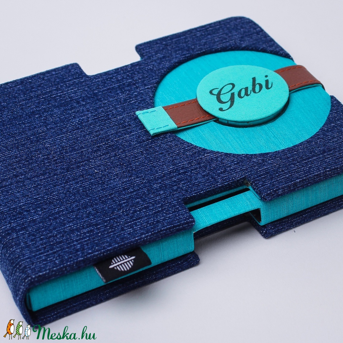 01-E-KÖNYV olvasó tok-POCKETbook-farmer-barna-türkiz -  - Meska.hu