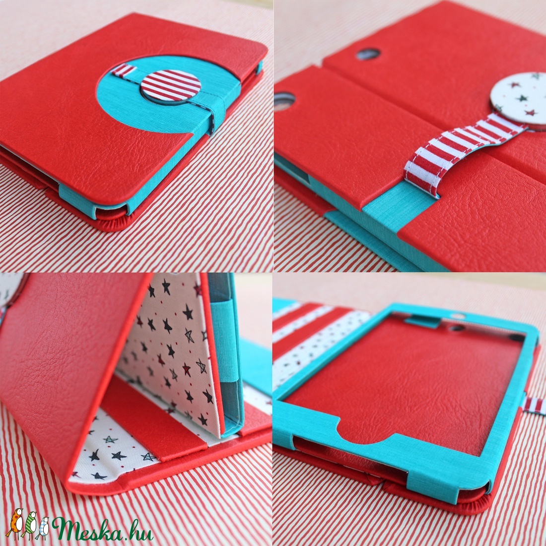 TABLET tok - iPad MINI tok - piros-türkiz -  - Meska.hu