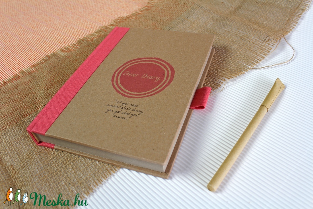 ECO ponthálós notesz, számozott oldalakkal, korall feliratos-környezetbarát, újrahasznosított papírból - otthon & lakás - papír írószer - jegyzetfüzet & napló - Meska.hu