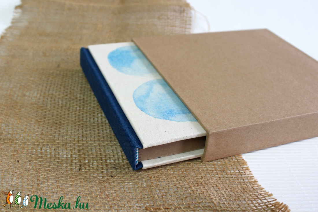 ECO napló védőtokkal, akvarell-kék lenvászon-környezetbarát, újrahasznosított papírból - otthon & lakás - papír írószer - jegyzetfüzet & napló - Meska.hu