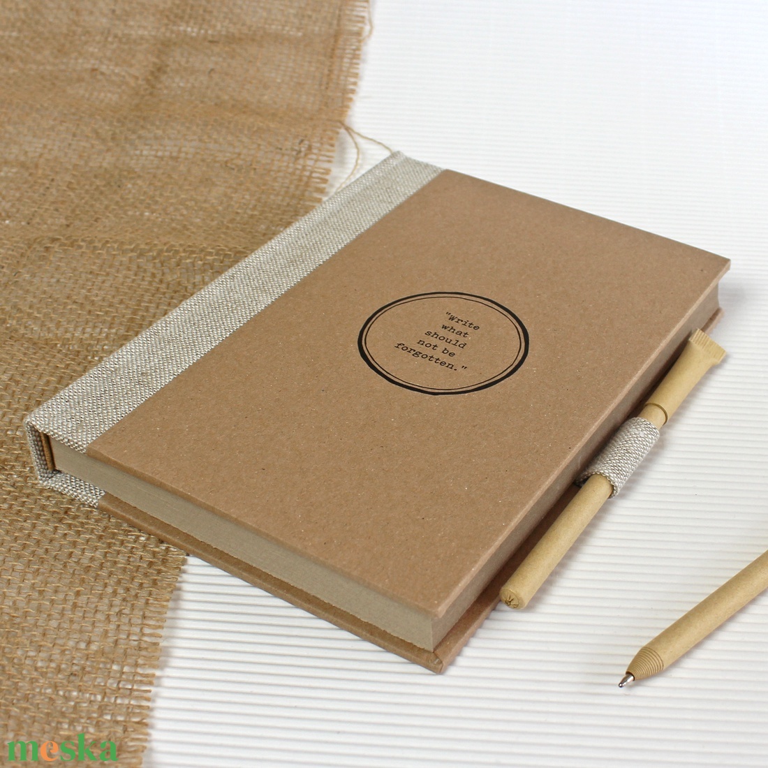 ECO natúr len - körfeliratos ponthálós notesz - otthon & életmód - papír, írószer - jegyzetfüzet & napló - Meska.hu ECO natúr len - körfeliratos ponthálós notesz - otthon & életmód - papír, írószer - jegyzetfüzet & napló - Meska.hu