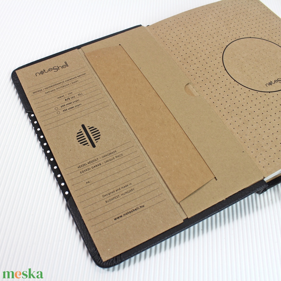 A/5 (régi XL) 200, KORONGOS + határidőnapló/notesz cserélhető belívvel - fekete - fehér pöttyös - otthon & lakás - papír írószer - naptár & tervező - Meska.hu