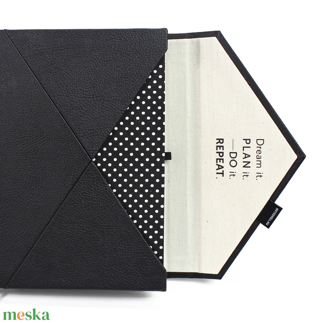 A/5 (régi XL) 200, BORÍTÉK határidőnapló/notesz cserélhető belívvel - fekete - fehér pöttyös - otthon & lakás - papír írószer - naptár & tervező - Meska.hu
