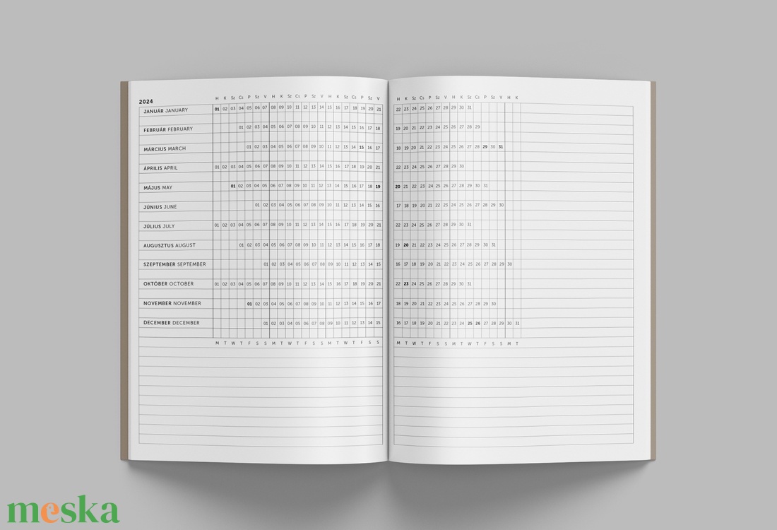 A/5 (régi XL) 450, 2024-es napi tervező - cserélhető belív - otthon & lakás - papír írószer - naptár & tervező - Meska.hu