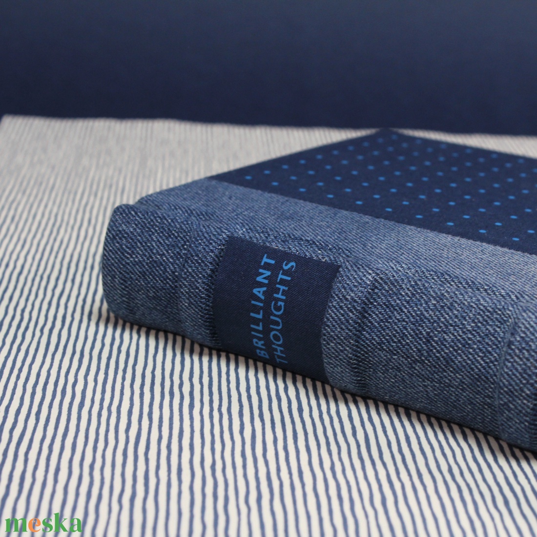 Napló / notesz - kék farmer és vászon - pöttyös - otthon & életmód - papír, írószer - naptár & tervező - Meska.hu