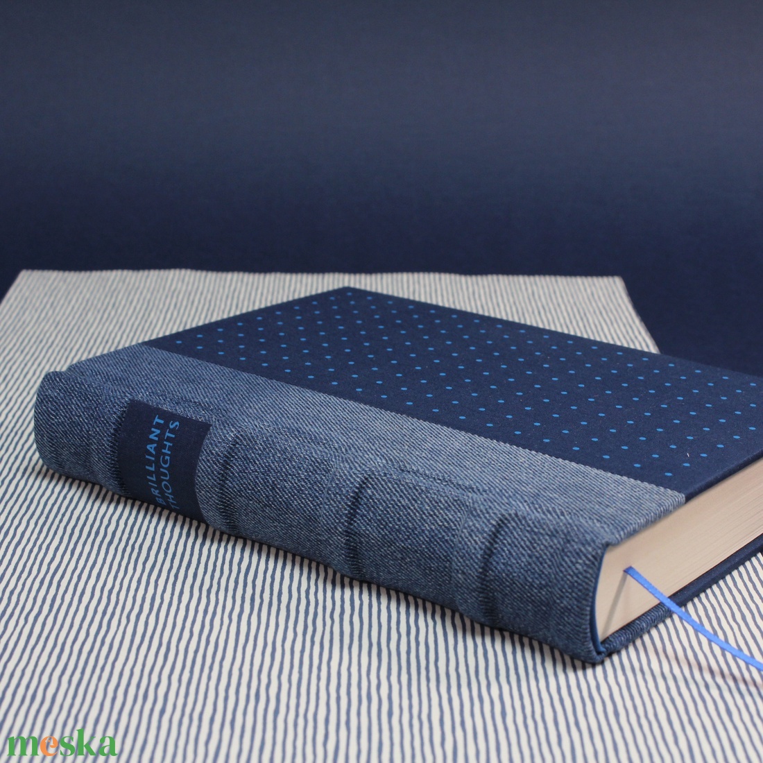 Napló / notesz - kék farmer és vászon - pöttyös - otthon & életmód - papír, írószer - naptár & tervező - Meska.hu