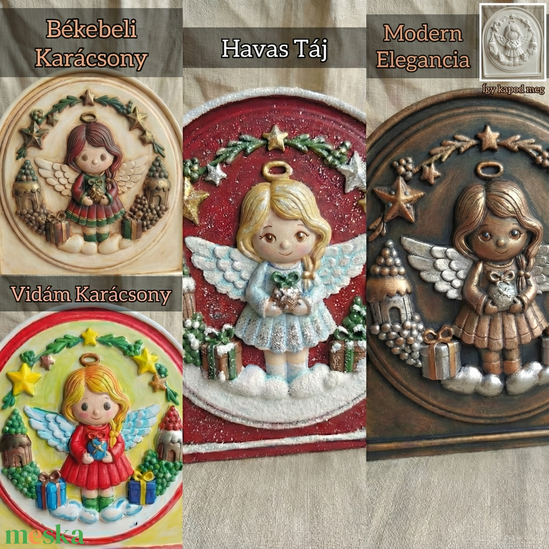 NOYA Tales Téli Mesevilág � 3 db-os festhető 3D dombormű - Prémium öco-gyantából - karácsony - karácsonyi lakásdekoráció - karácsonyi lakásdíszek - Meska.hu