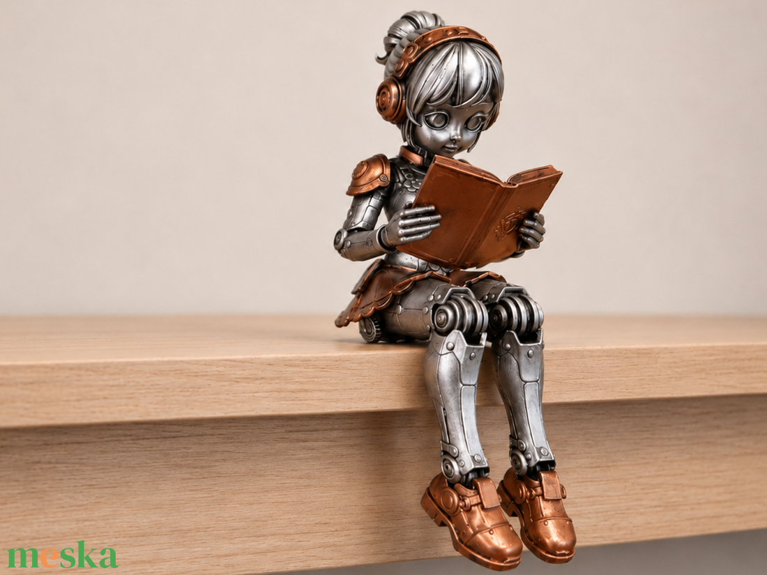 Rézszívű Könyvmoly � steampunk robotlány könyvespolcra - otthon & életmód - dekoráció - asztal és polc dekoráció - könyvszobor - Meska.hu