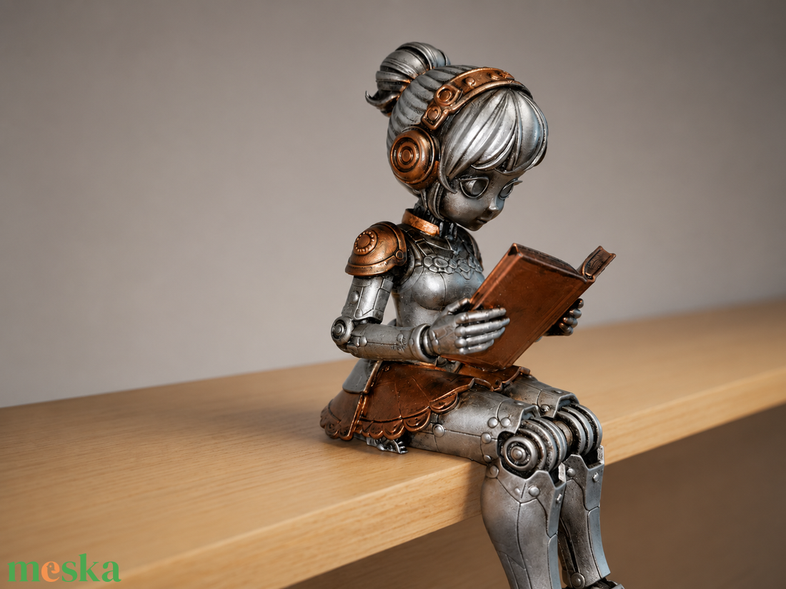 Rézszívű Könyvmoly � steampunk robotlány könyvespolcra - otthon & életmód - dekoráció - asztal és polc dekoráció - könyvszobor - Meska.hu
