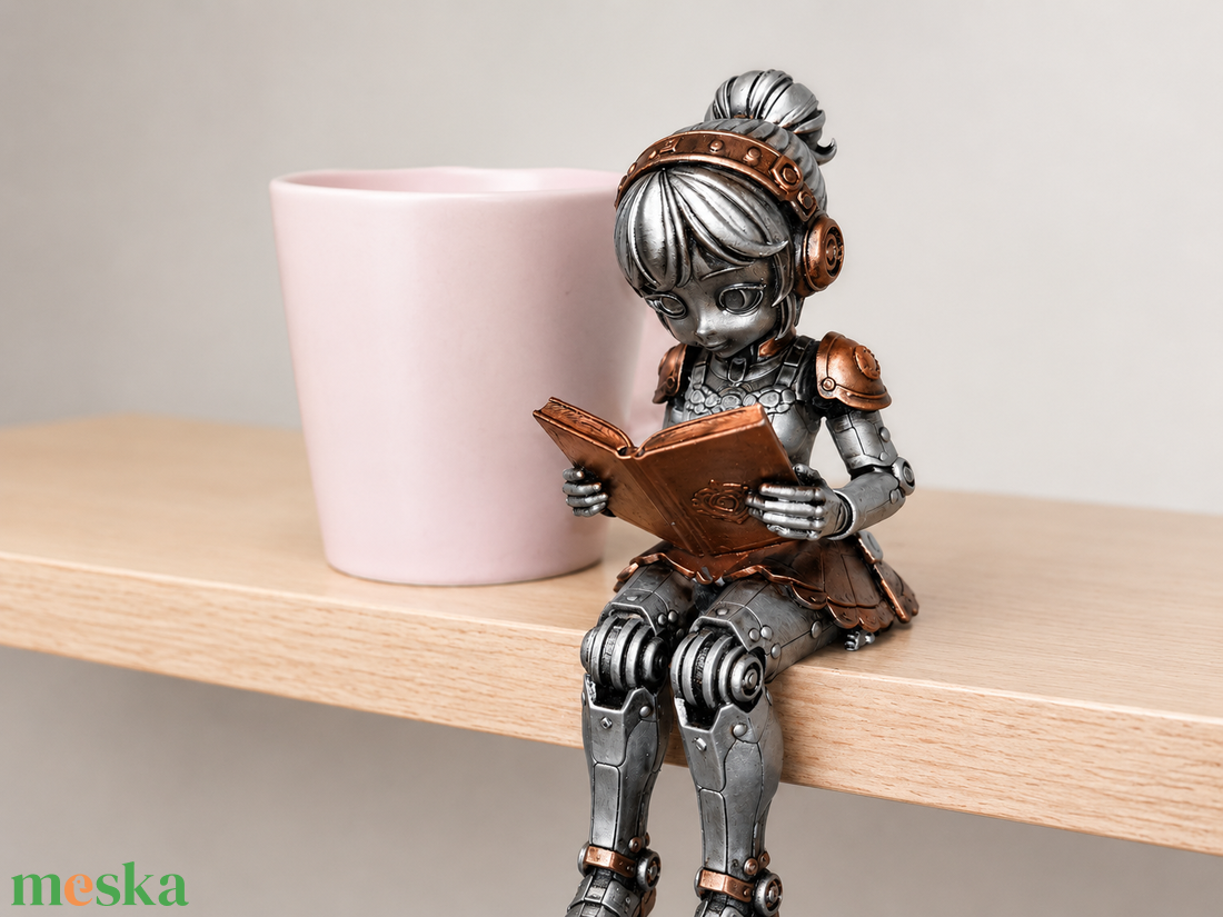 Rézszívű Könyvmoly � steampunk robotlány könyvespolcra - otthon & életmód - dekoráció - asztal és polc dekoráció - könyvszobor - Meska.hu