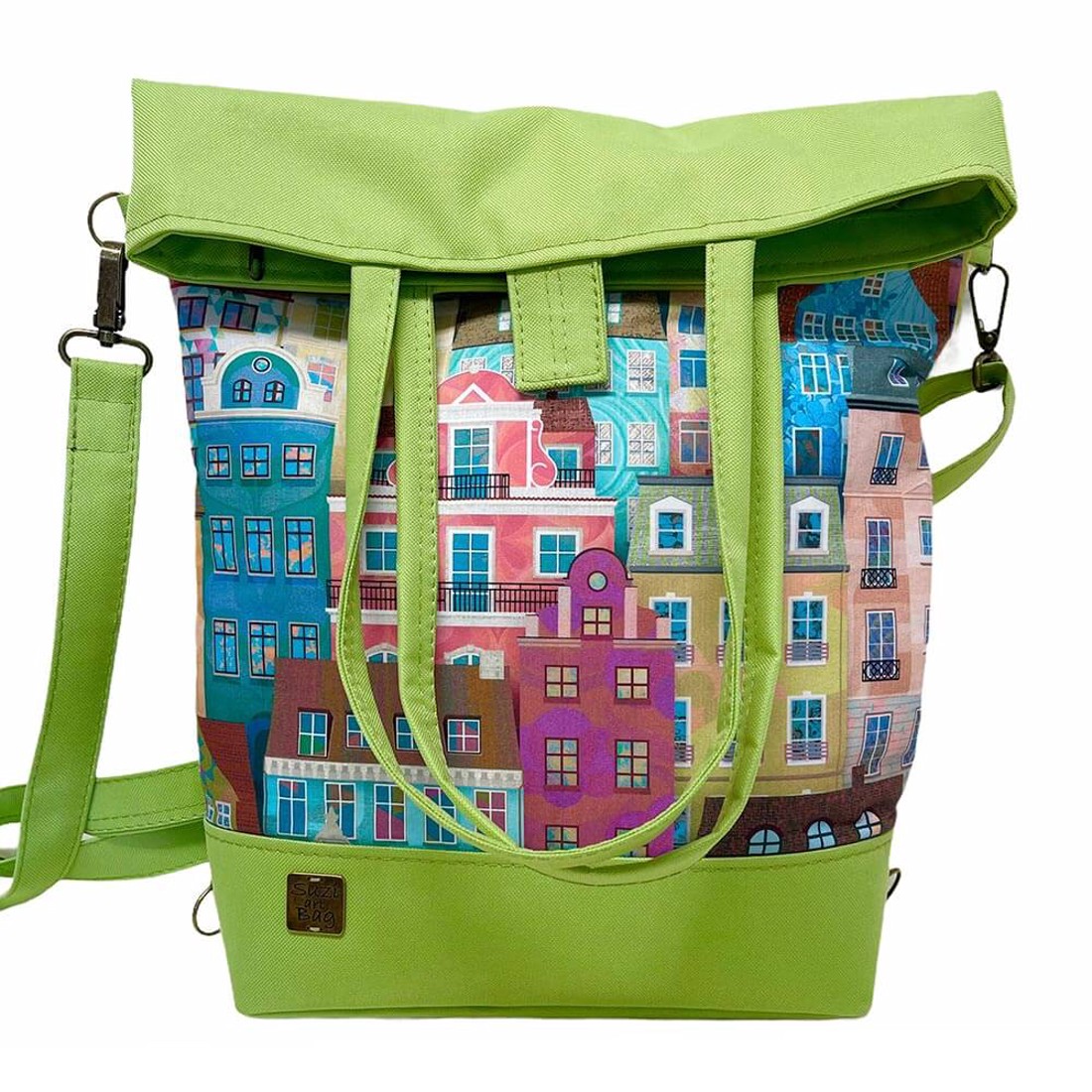 SuziartBag Zöld vászon házikós 3in1 táska - táska & tok - kézitáska & válltáska - válltáska - Meska.hu