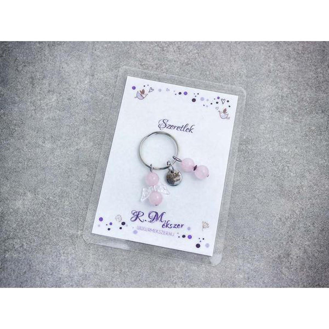 Szeretlek kulcstartó szerettednek rózsakvarccal - táska & tok - kulcstartó & táskadísz - kulcstartó - Meska.hu