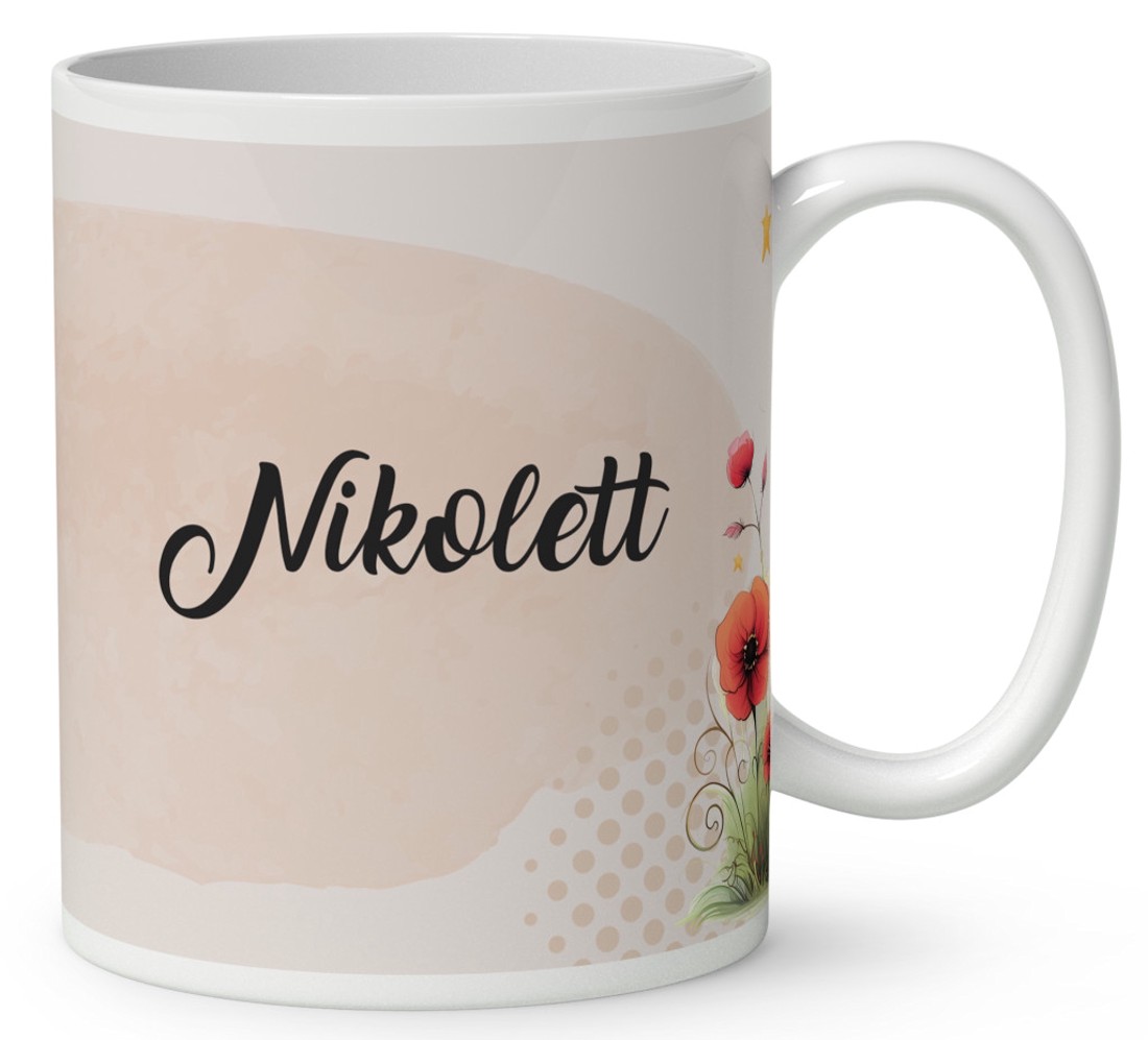 Névvel kérhető - Gyönyörű pipacs tündérlány és a hold mintás bögre - otthon & életmód - konyhafelszerelés, tálalás - tálalás - bögre & csésze - Meska.hu