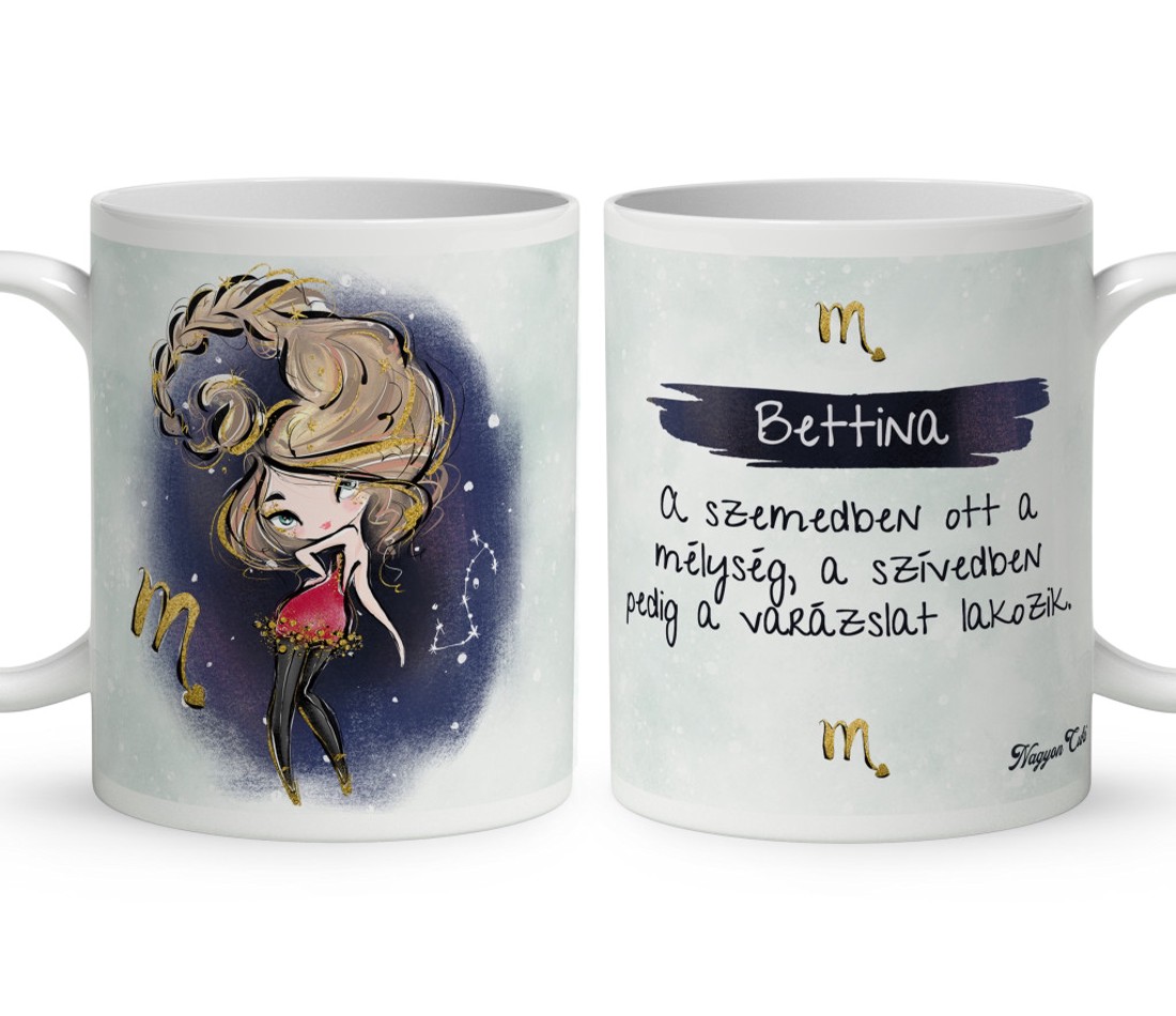 Személyre szabható - Szőke hajú Csini Skorpió lány mintás bögre - otthon & életmód - konyhafelszerelés, tálalás - tálalás - bögre & csésze - Meska.hu