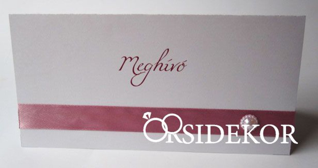 Esküvői meghívó szalaggal és gyönggyel - esküvő - meghívó & kártya - meghívó - Meska.hu