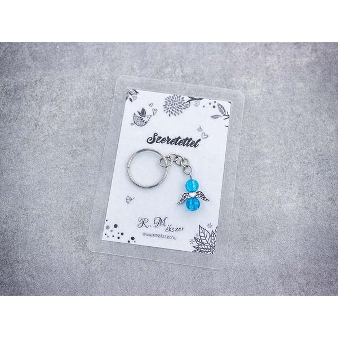 Szeretettel kék angyal medálos kulcstartó - táska & tok - kulcstartó & táskadísz - kulcstartó - Meska.hu