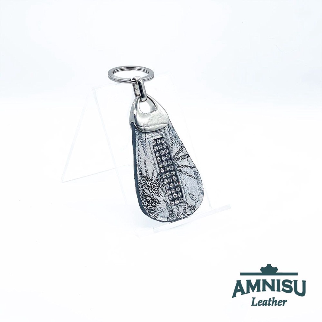 Fehér - fekete mozaik mintás csepp alakú kristály köves kulcstartó H3018 - táska & tok - kulcstartó & táskadísz - kulcstartó - Meska.hu