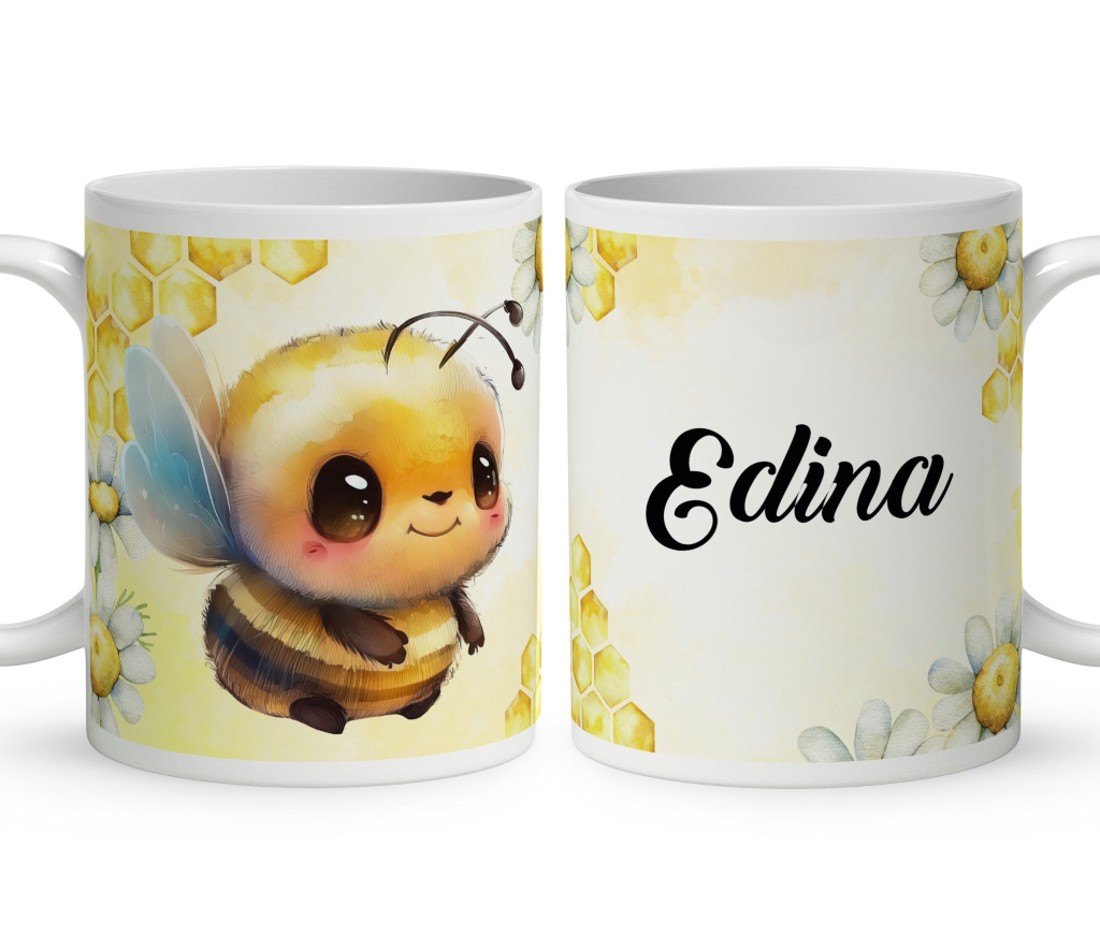 Névvel kérhető - Nagy méhecske mintás bögre - otthon & életmód - konyhafelszerelés, tálalás - tálalás - bögre & csésze - Meska.hu