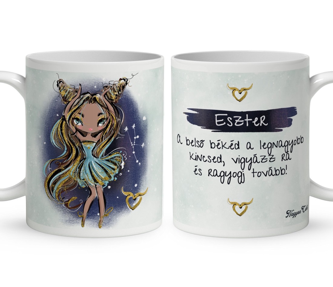 Személyre szabható - Barna hajú Csini Bika lány mintás bögre - otthon & életmód - konyhafelszerelés, tálalás - tálalás - bögre & csésze - Meska.hu