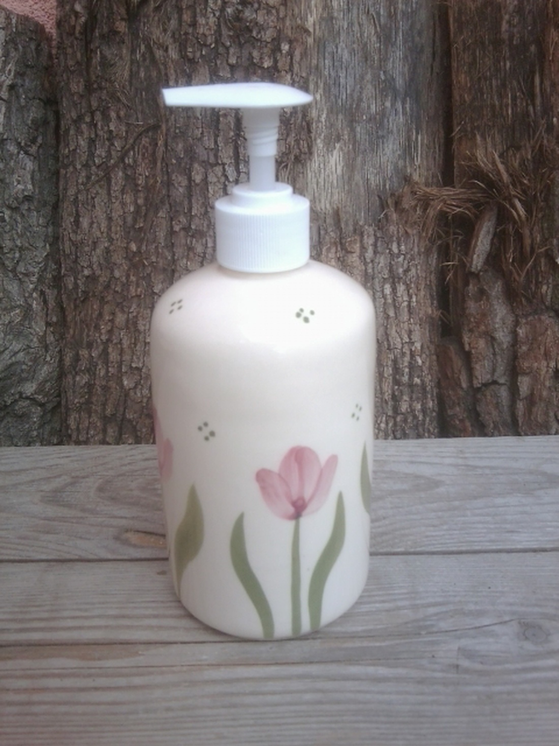 Tulipános kerámia folyékony szappan adagoló -  - Meska.hu