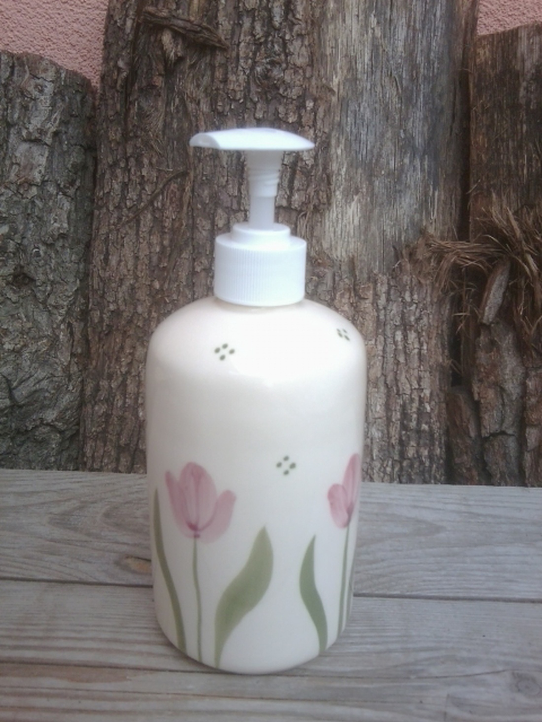 Tulipános kerámia folyékony szappan adagoló -  - Meska.hu