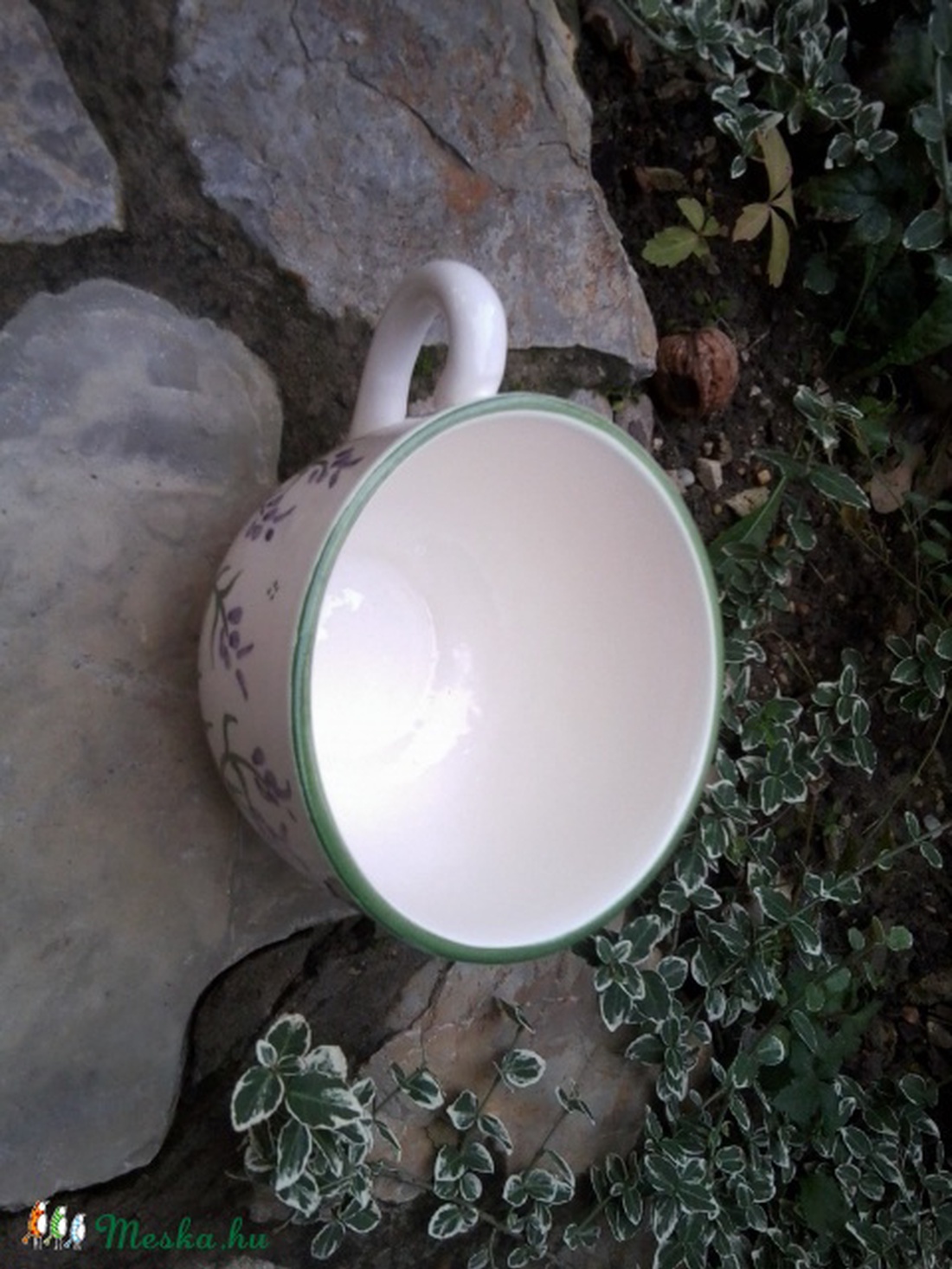 -Levendulás fél literes  kerámia bögre -  - Meska.hu