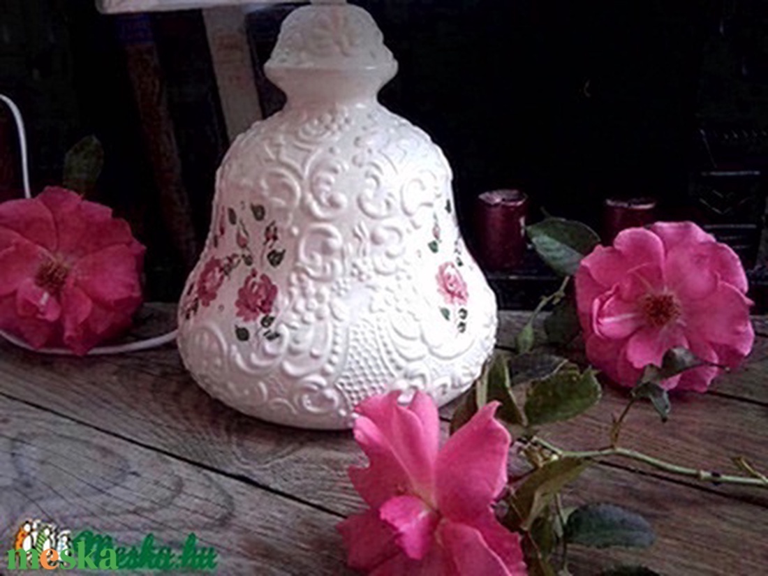 Rózsás-pink- romantikus-egyedi kerámia asztalilámpa - otthon & életmód - lámpa - asztali lámpa - Meska.hu
