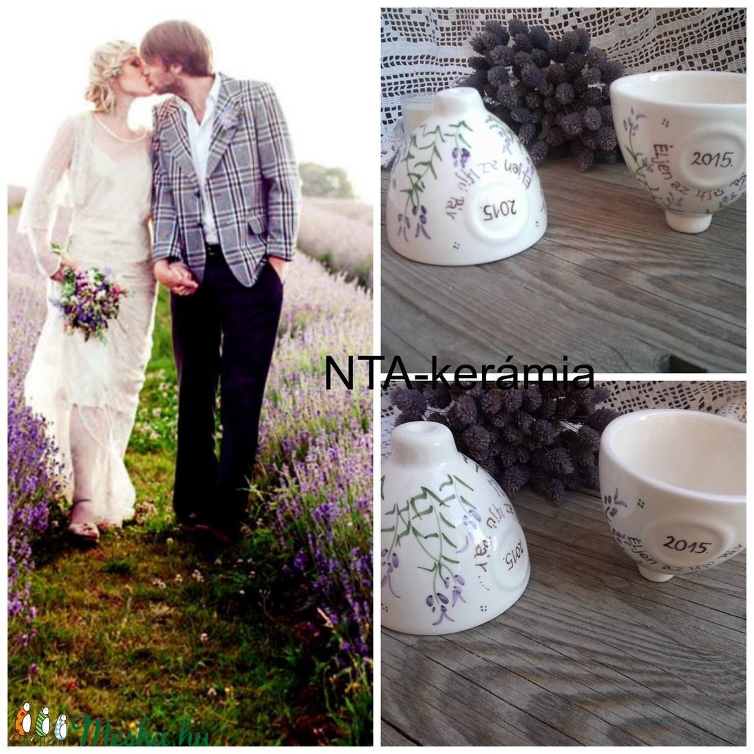 Esküvői egyedi kerámia köszönetajándék-ültető- pohár  -  - Meska.hu