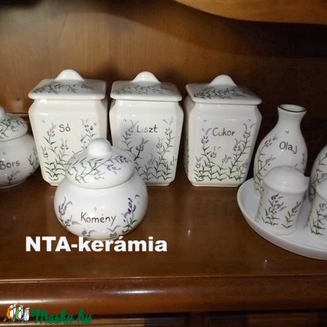 Levendulás kerámia fűszertartó készlet -  - Meska.hu