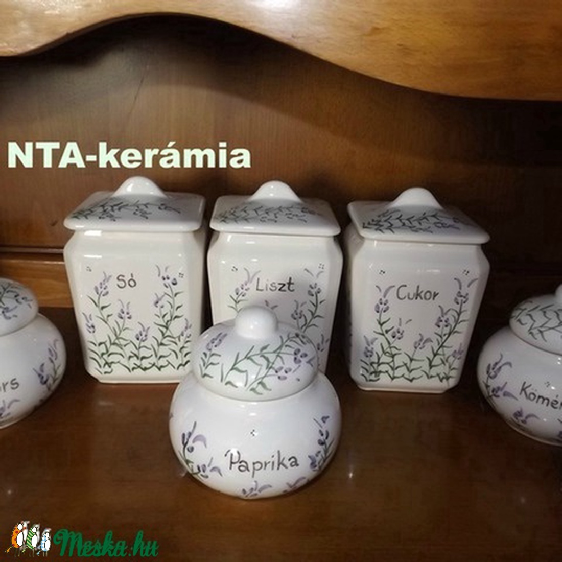 Levendulás kerámia fűszertartó készlet -  - Meska.hu