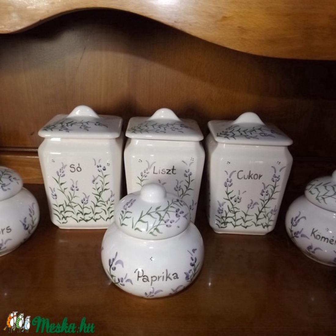Levendulás kerámia fűszertartó készlet -  - Meska.hu