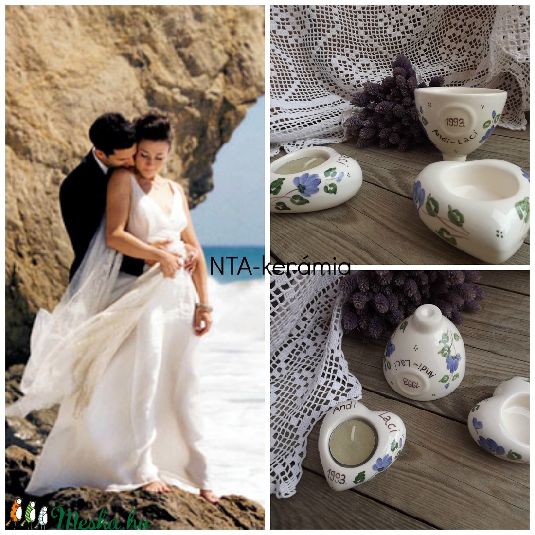 Esküvői egyedi kerámia köszönetajándék-ültető- pohár  -  - Meska.hu