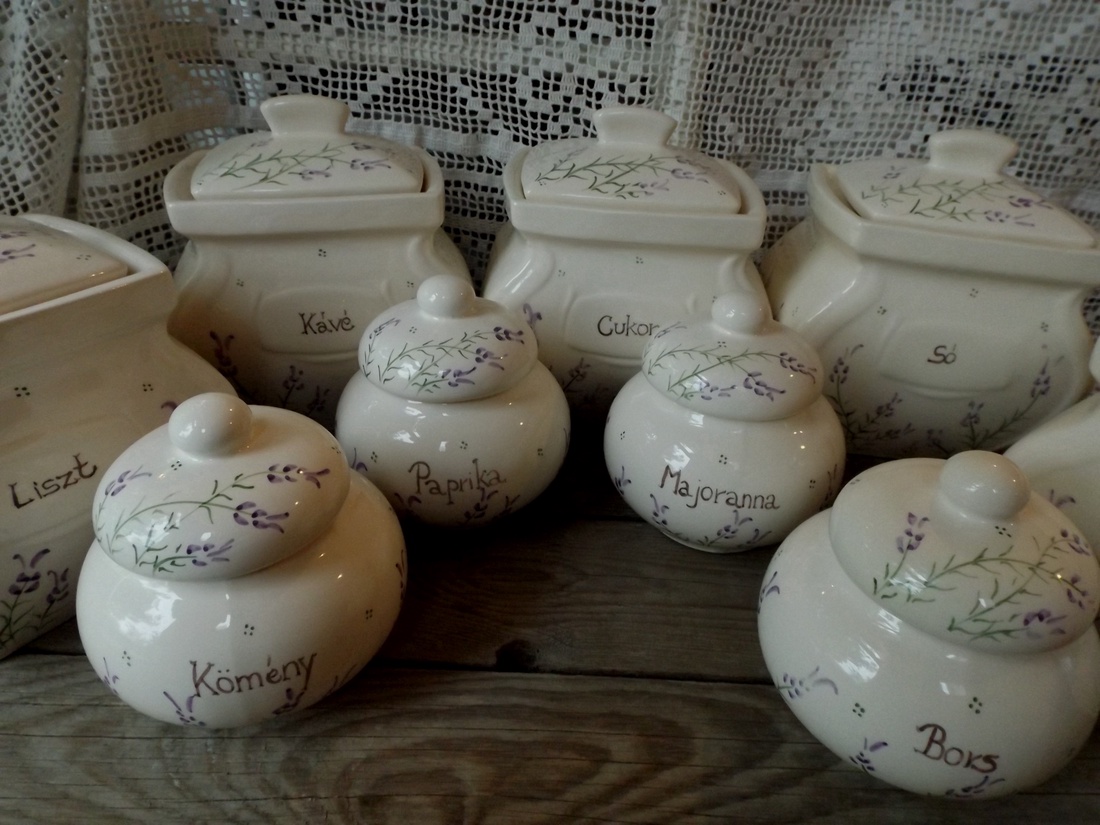 Levendulás liszt,cukor,só kerámia fűszertartó készlet   Rendelhető!!!! -  - Meska.hu